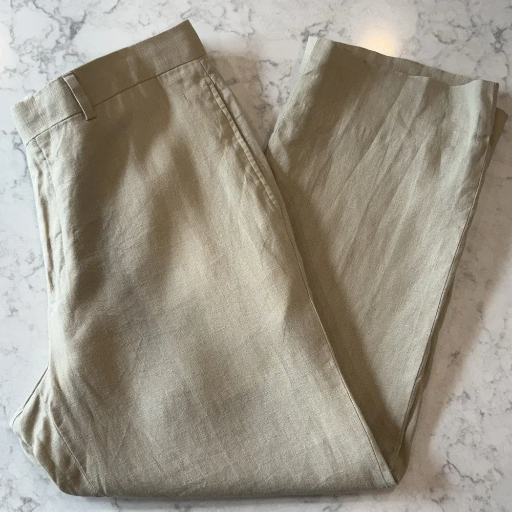 Pronto Uomo Platinum 100% Linen Trousers Dress Pants Men's 34 - Tailored Hem